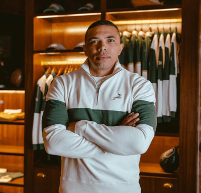 Springboks Classic Hoop Quarter Zip-Cloud Dancer