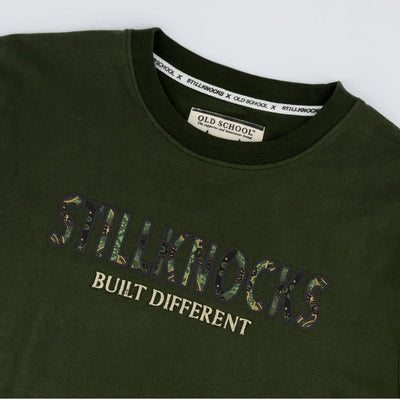 Stillknocks Built Diff Regular Crew Tee-Military Olive