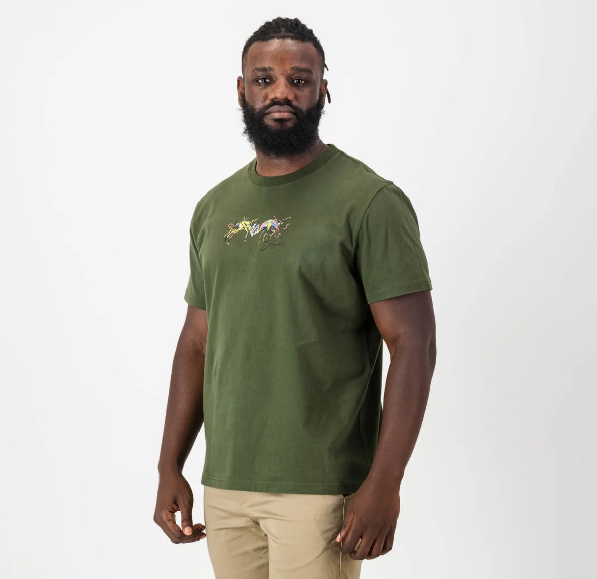 Springboks Graffiti Regular Crew Tee-Military Olive