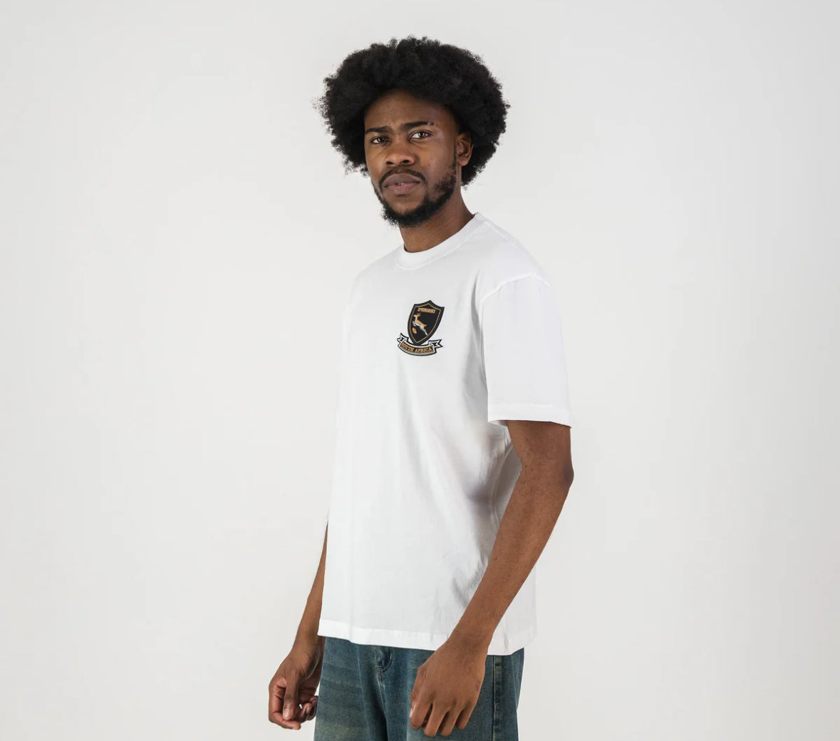 Springboks Shield Badge Regular Crew Tee - White
