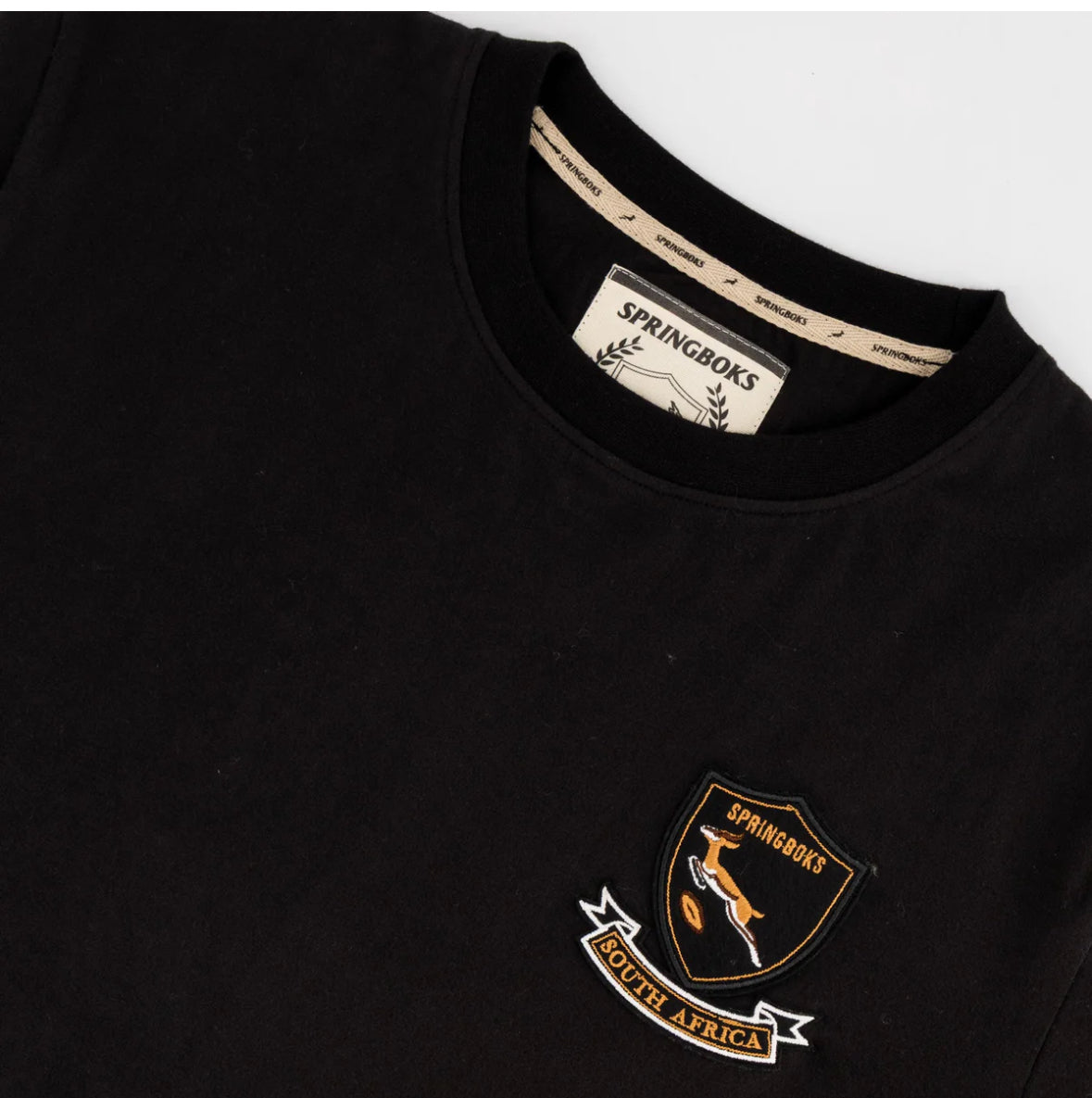 Springboks Outline EMB Regular Crew Tee-Black