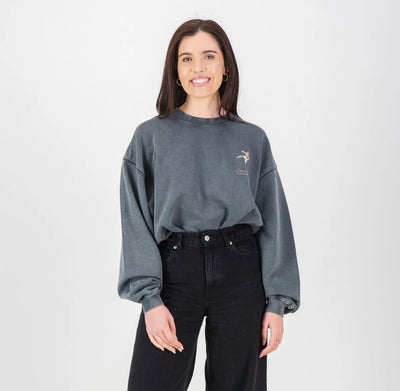Stillknocks Acid Wash Crew Sweat- Turb Grey