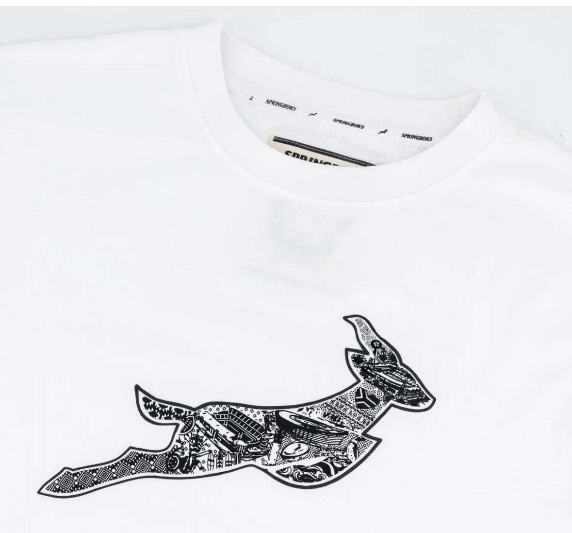 Springboks Stadium Bok Regular Crew Tee-White
