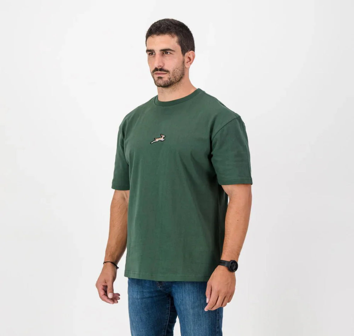Springboks Nat Badge Boxy Crew Tee-OS Green