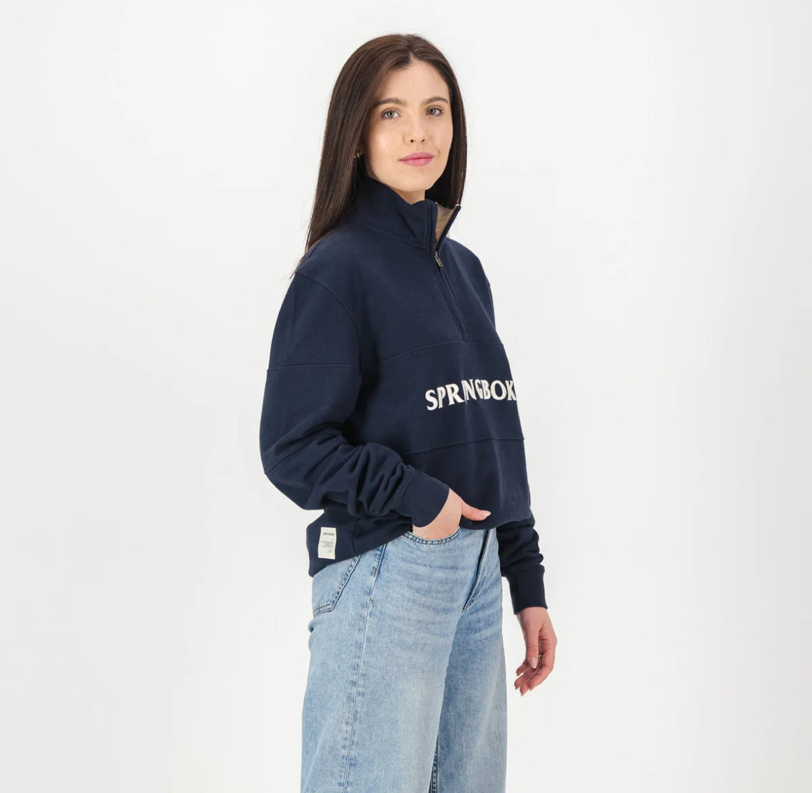 Springboks Word Quarter Zip Sweat-Navy