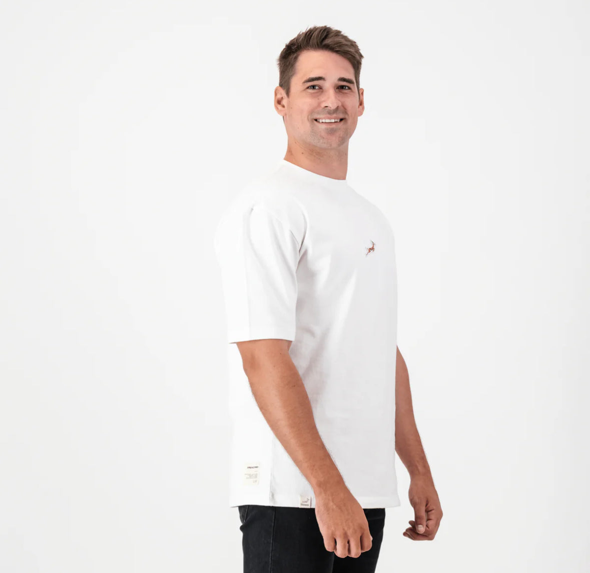 Springboks Pop Badge Boxy Crew Tee-White