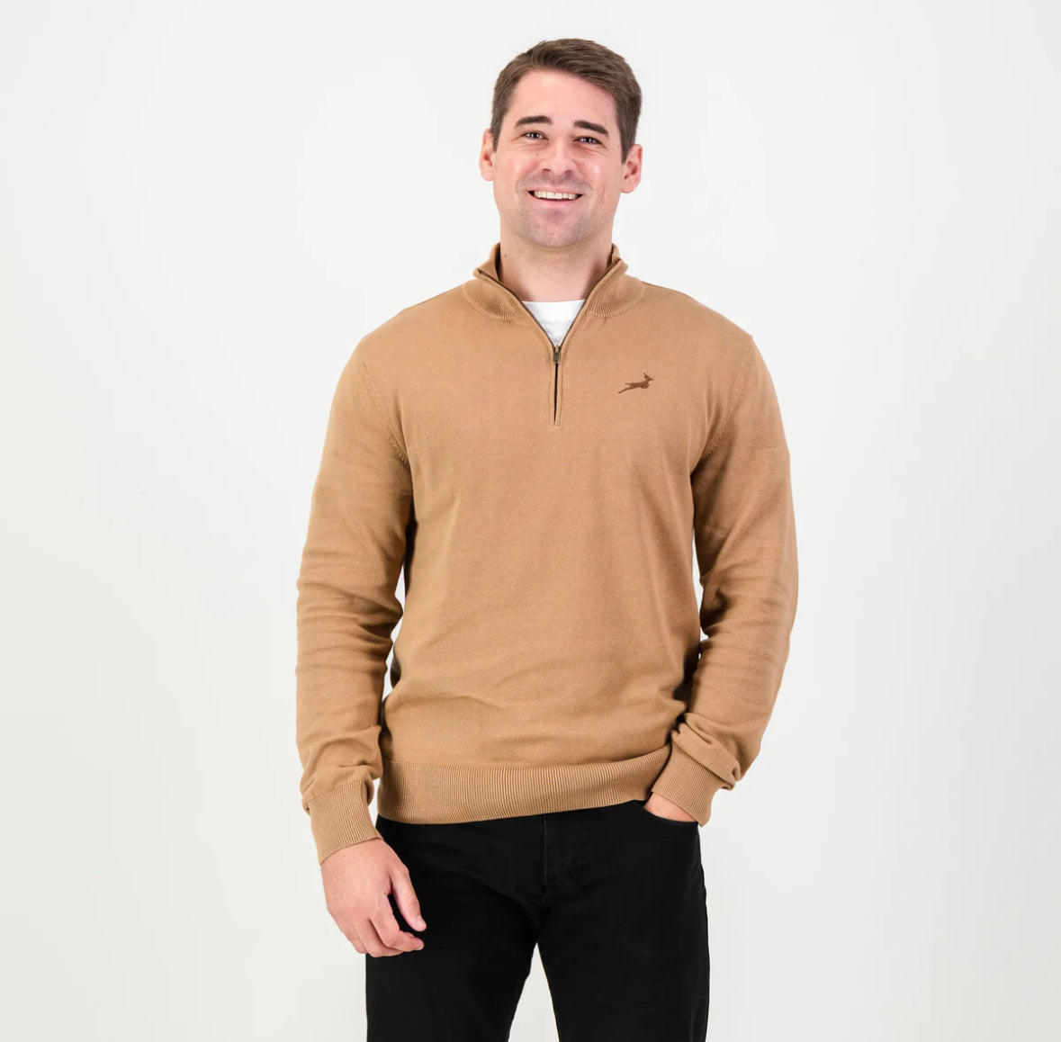 Springboks Quarter Zip Knit-Toffee