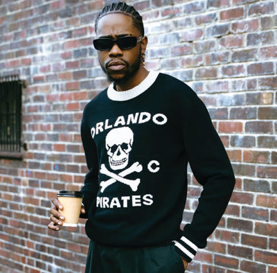 Orlando Pirates Tipped Crew Knit LS Jersey- Black