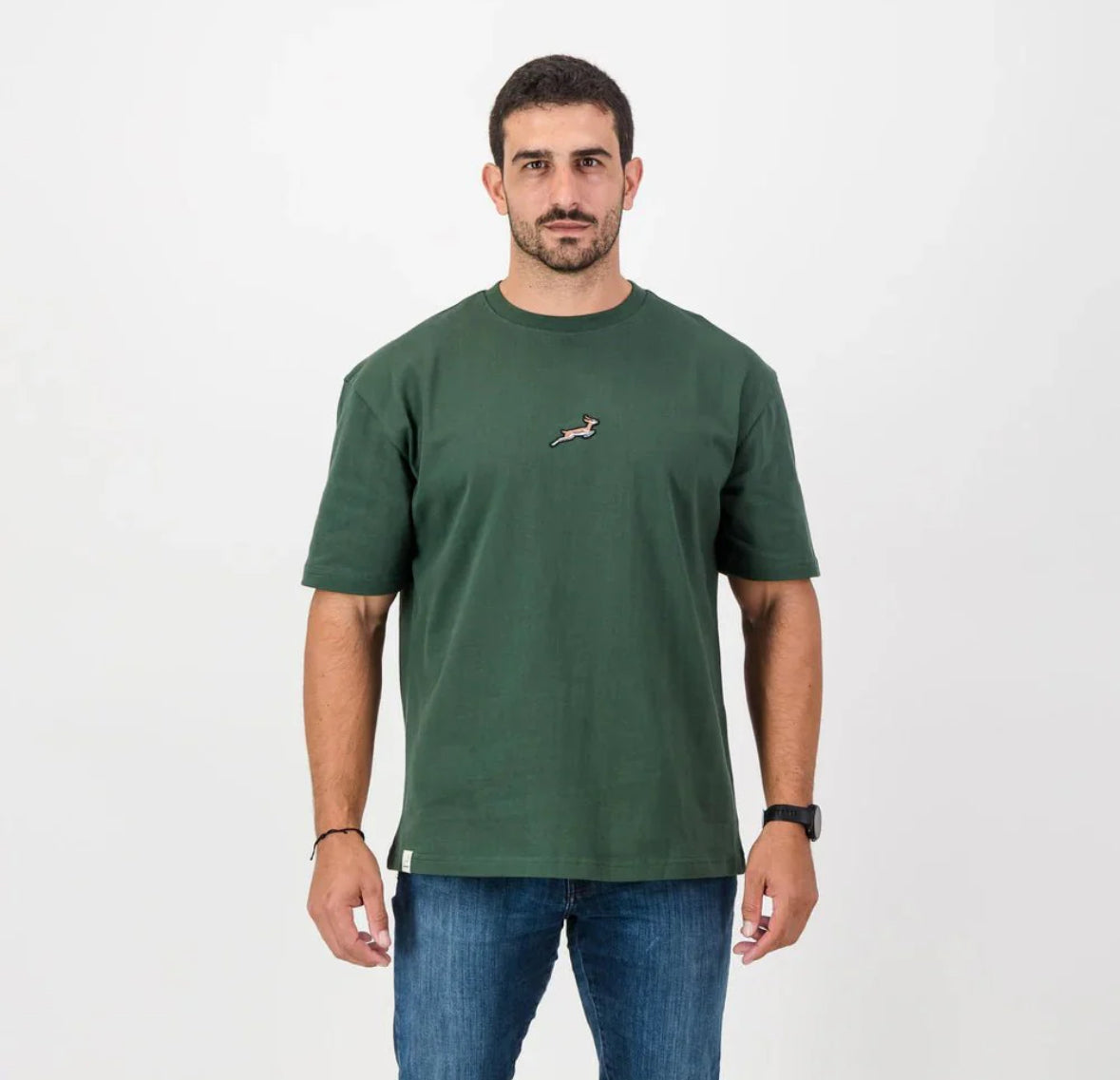 Springboks Nat Badge Boxy Crew Tee-OS Green