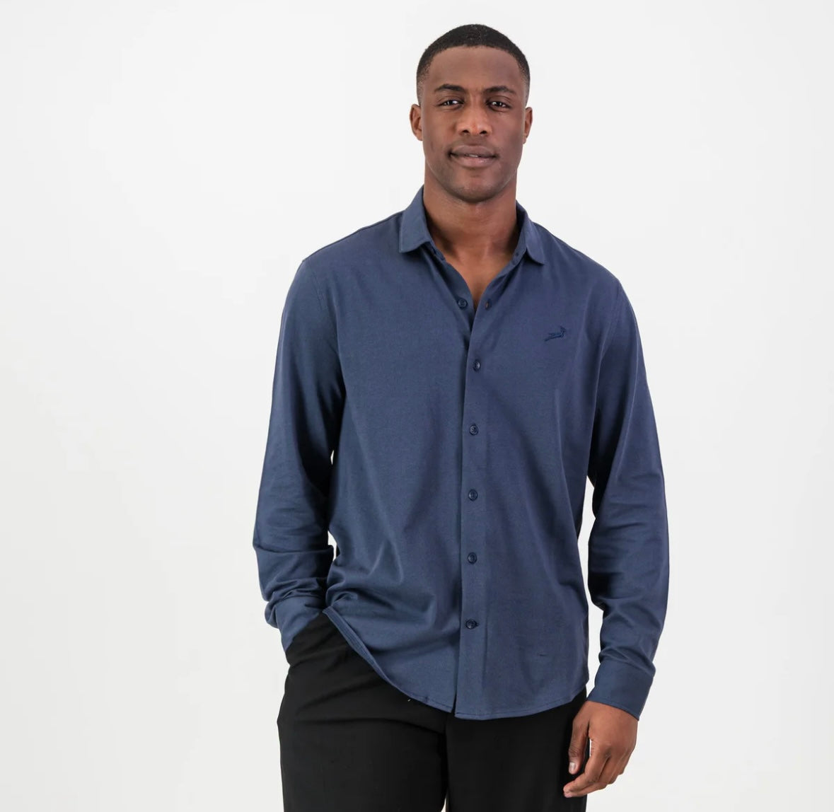 Springboks Tailored LS Shirt-Navy