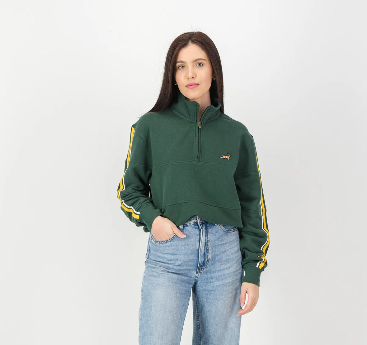 Springboks Twill SLV Quarter Zip Sweat-OS Green (UNISEX)
