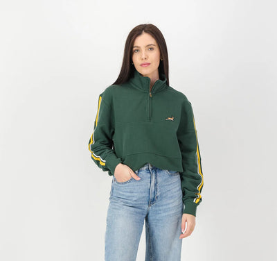Springboks Twill SLV Quarter Zip Sweat-OS Green (UNISEX)