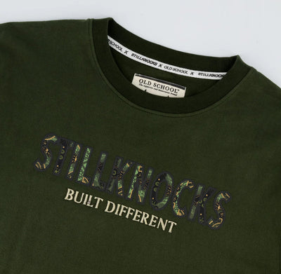 Stillknocks Built Diff Regular Crew Tee-Military Olive