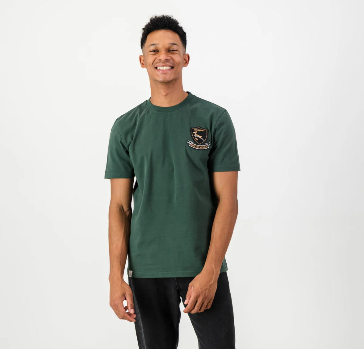 Springboks Shield Badge Regular Crew Tee-OS Green