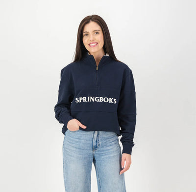 Springboks Word Quarter Zip Sweat-Navy