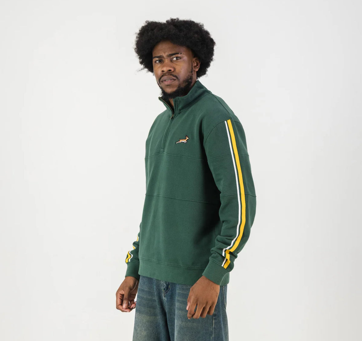 Springboks Twill SLV Quarter Zip Sweat-OS Green (UNISEX)