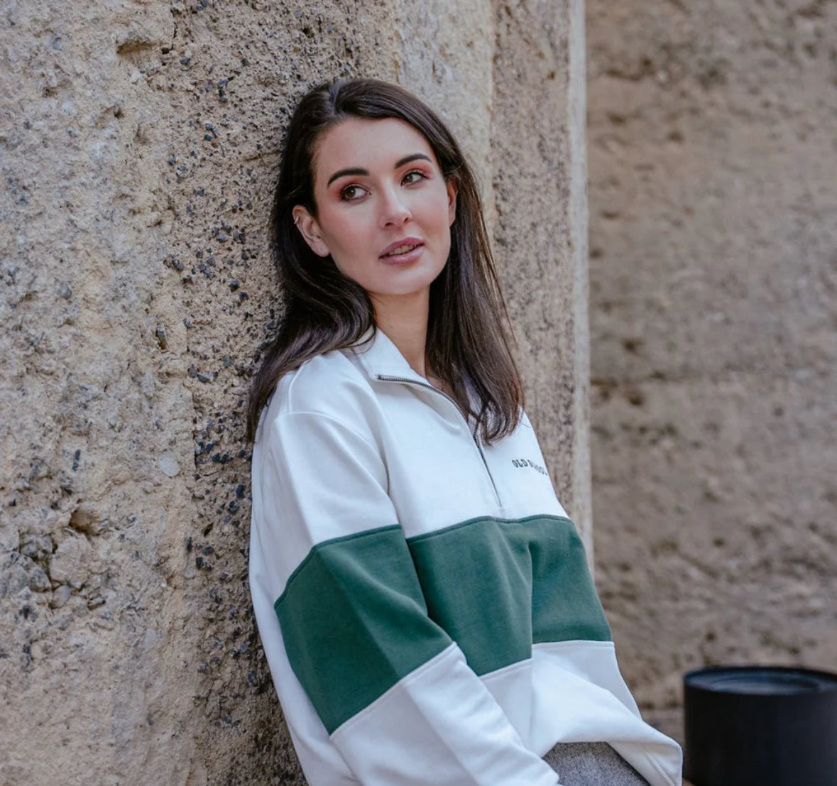 Old School Hoop Quarter Zip Sweat-OS Green