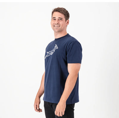 Springboks Outline EMB Regular Crew Tee-Navy