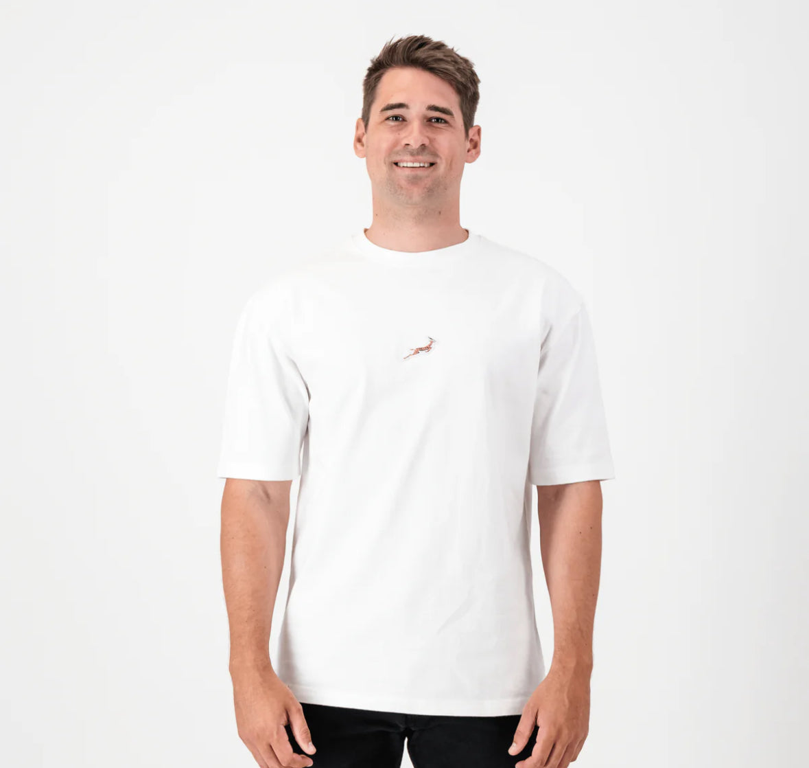 Springboks Pop Badge Boxy Crew Tee-White