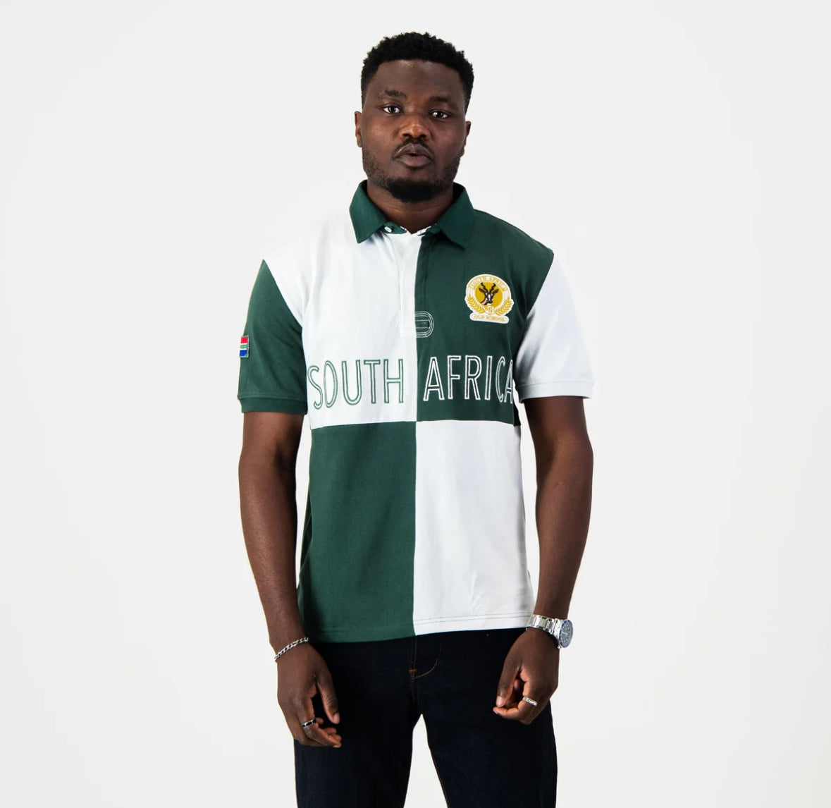 SA Supporters Quartered SS Rugby Jersey-White