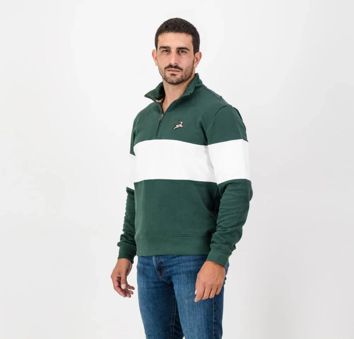 Springboks Classic Hoop Quarter Zip-OS Green