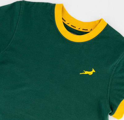 Springboks Ringer Crop Crew Tee - OS Green