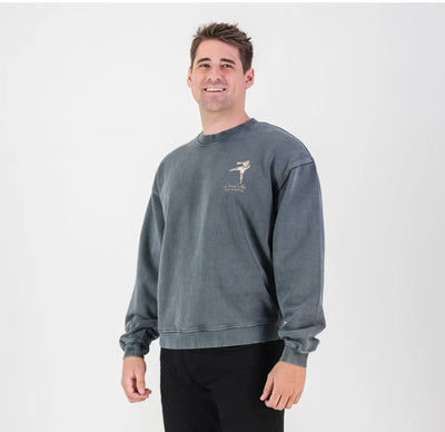 Stillknocks Acid Wash Crew Sweat- Turb Grey