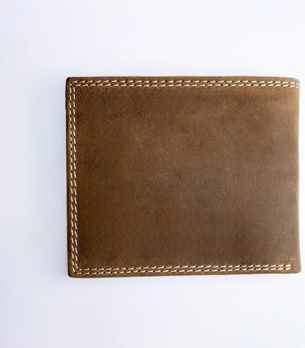 Springboks Double Stitch Fold Over Wallet-Tan