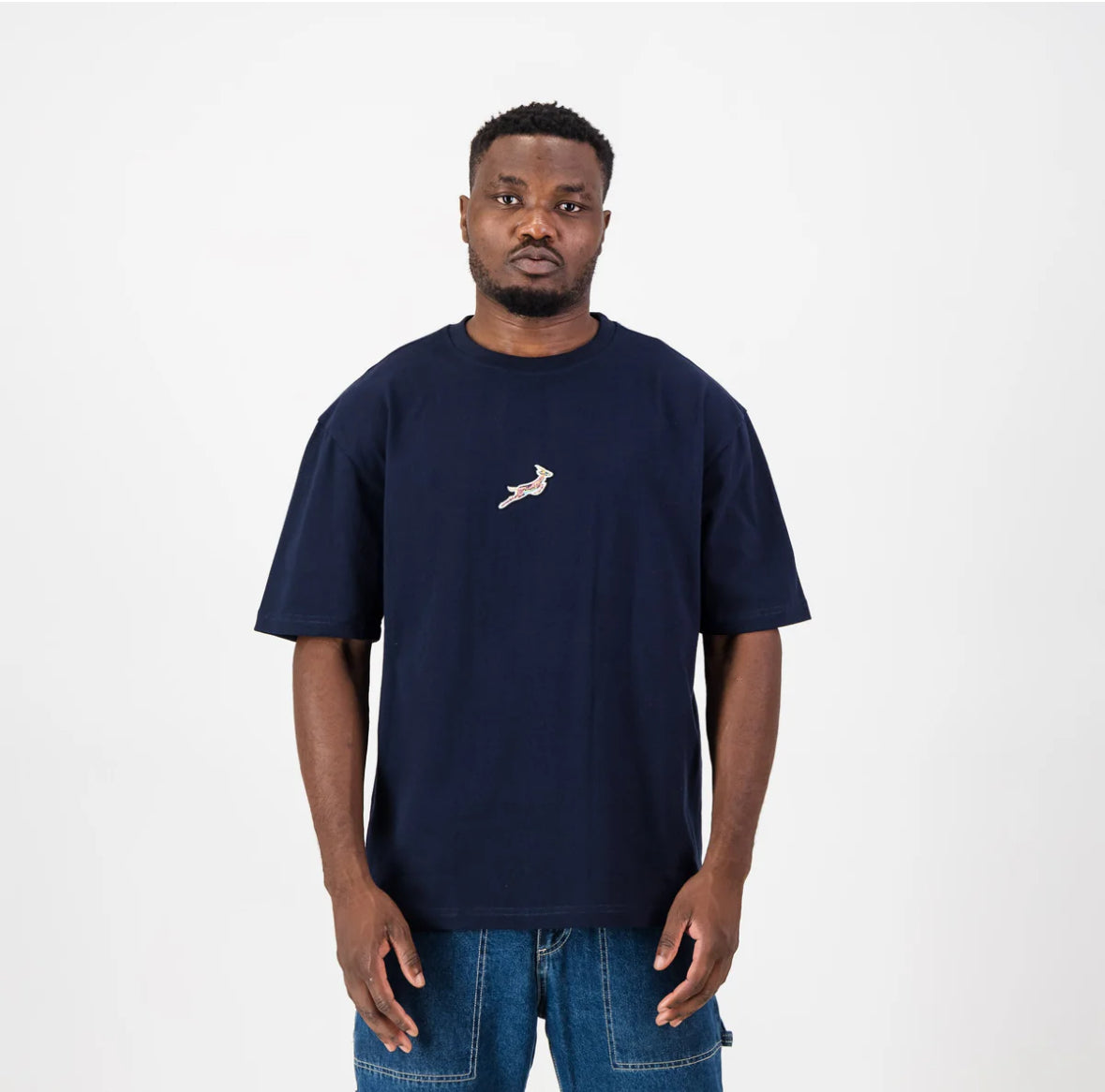 Springboks Small Logo Boxy Tee V2-Navy