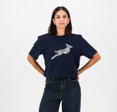 Springboks Stadium Bok Regular Crew Tee-Navy