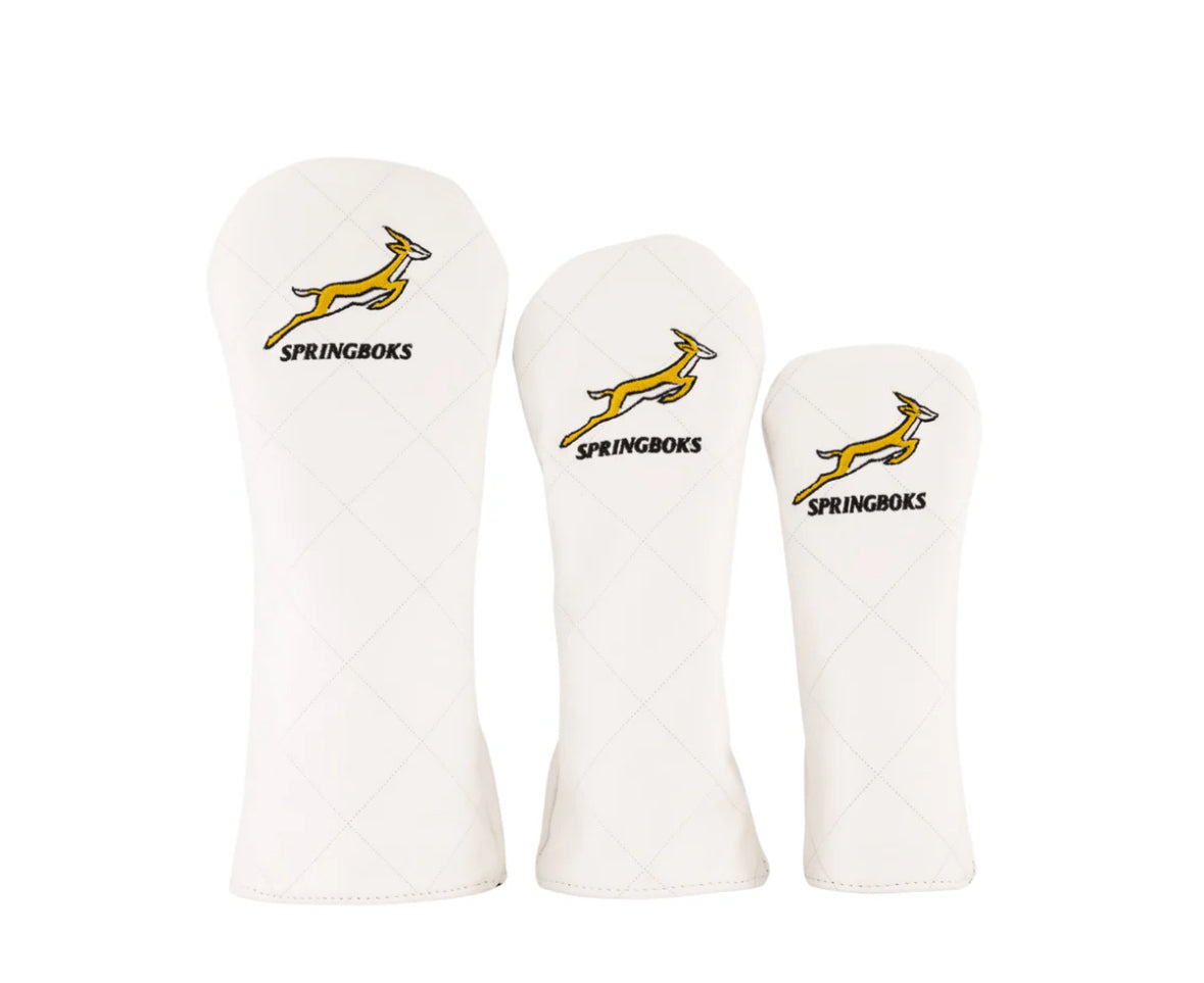 Springboks Leather Golf Cover-White