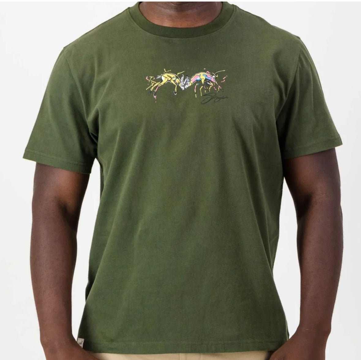 Springboks Graffiti Regular Crew Tee-Military Olive