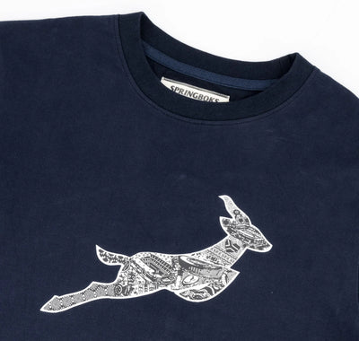 Springboks Stadium Bok Regular Crew Tee-Navy