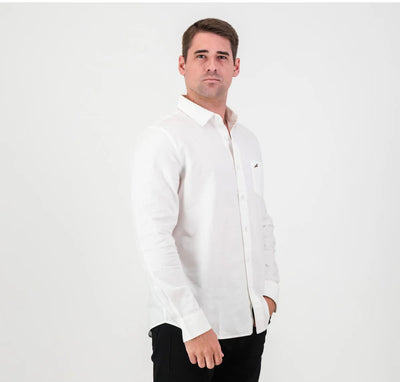 Springboks Tailored LS Oxford Shirt-White