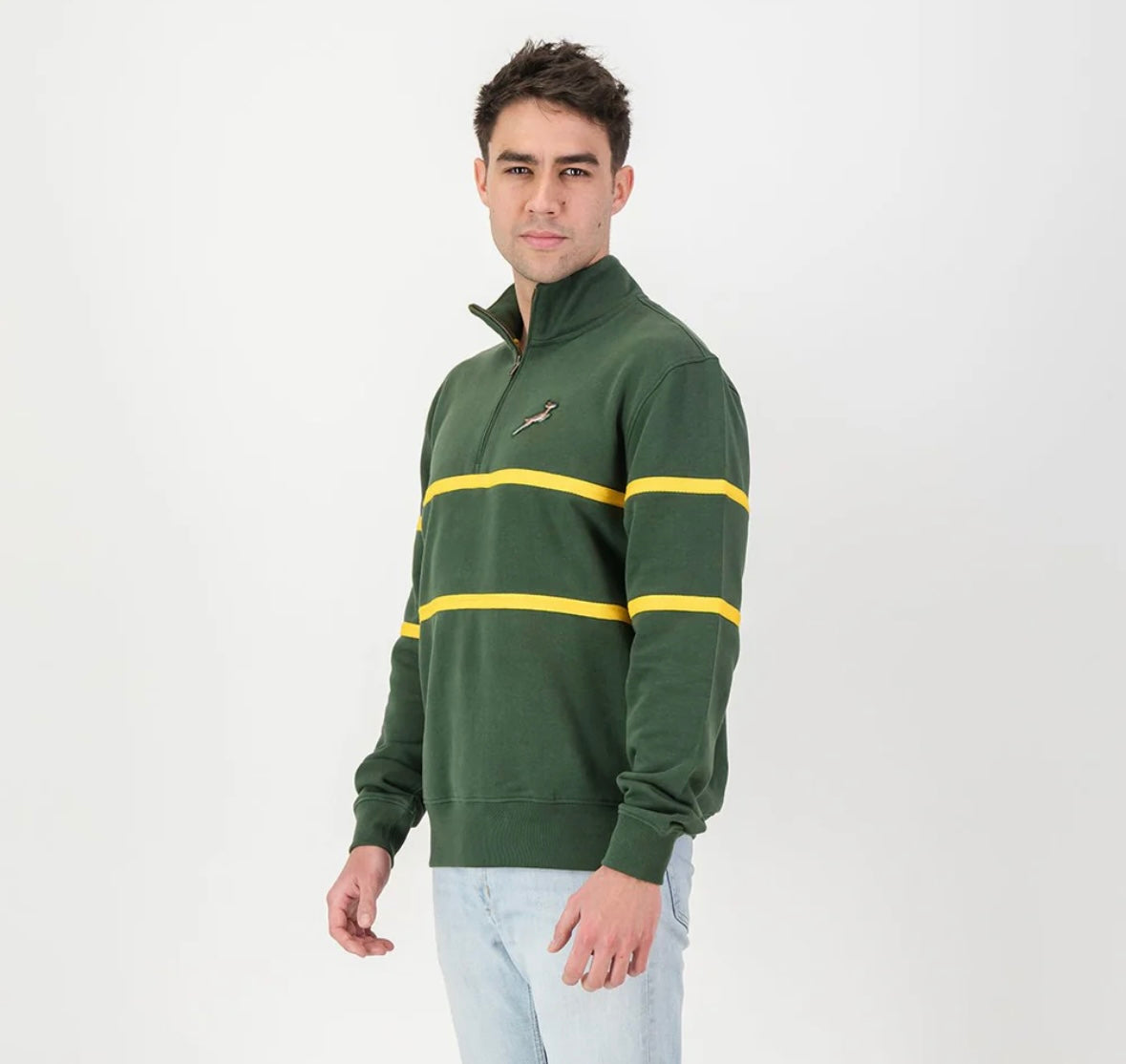Springboks Twill Hoop Quarter Zip Sweat - OS Green