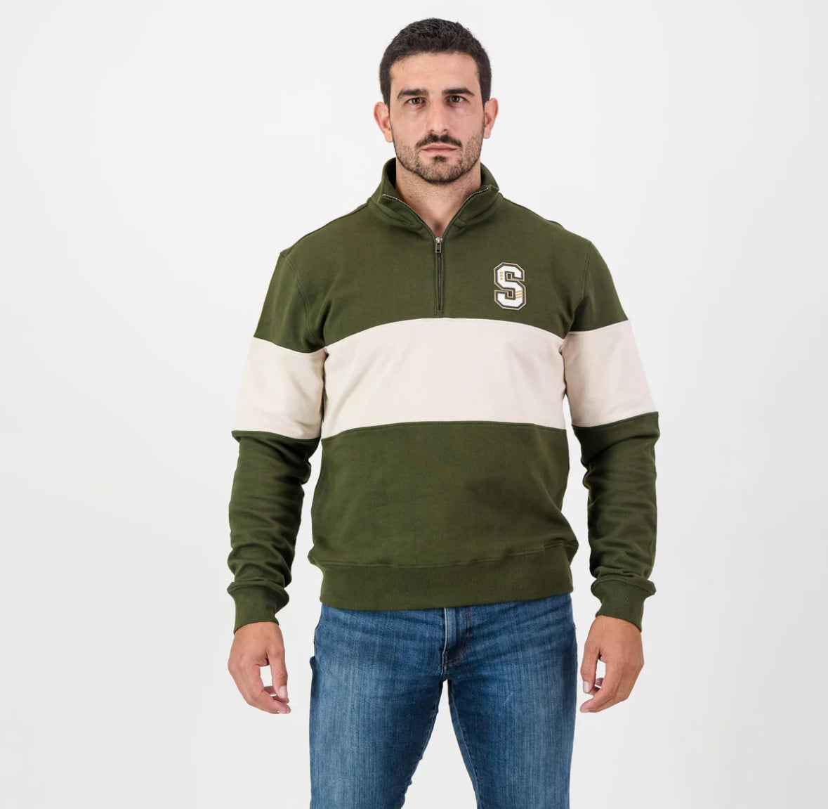 Stillknocks S Hoop Quarter Zip Sweat-Military Olive