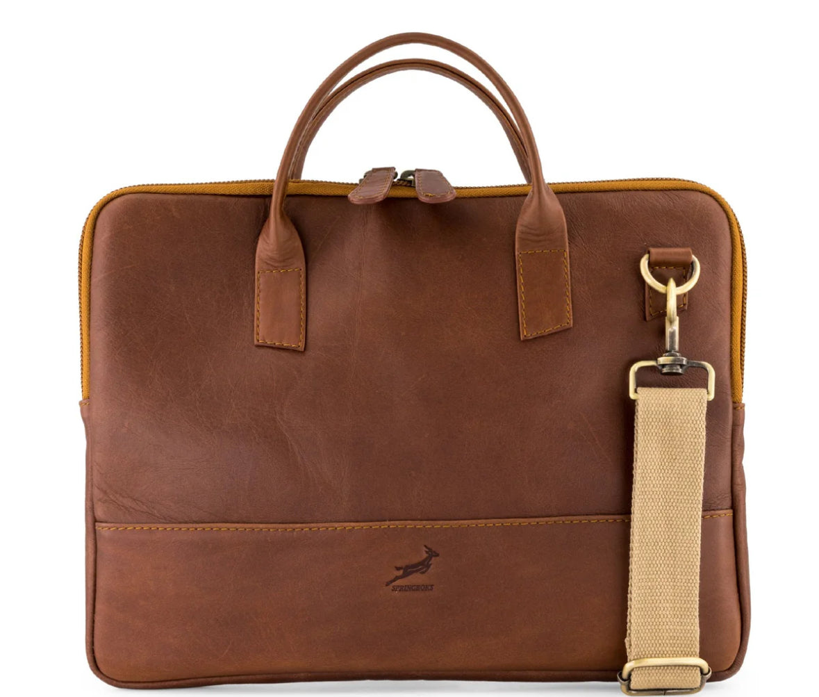Springboks Slimline Laptop Case-Dark Brown