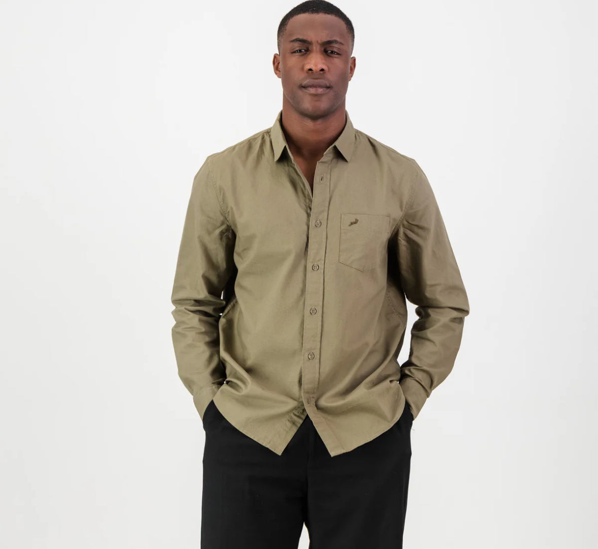 Springboks Tailored LS Oxford Shirt-Taupe
