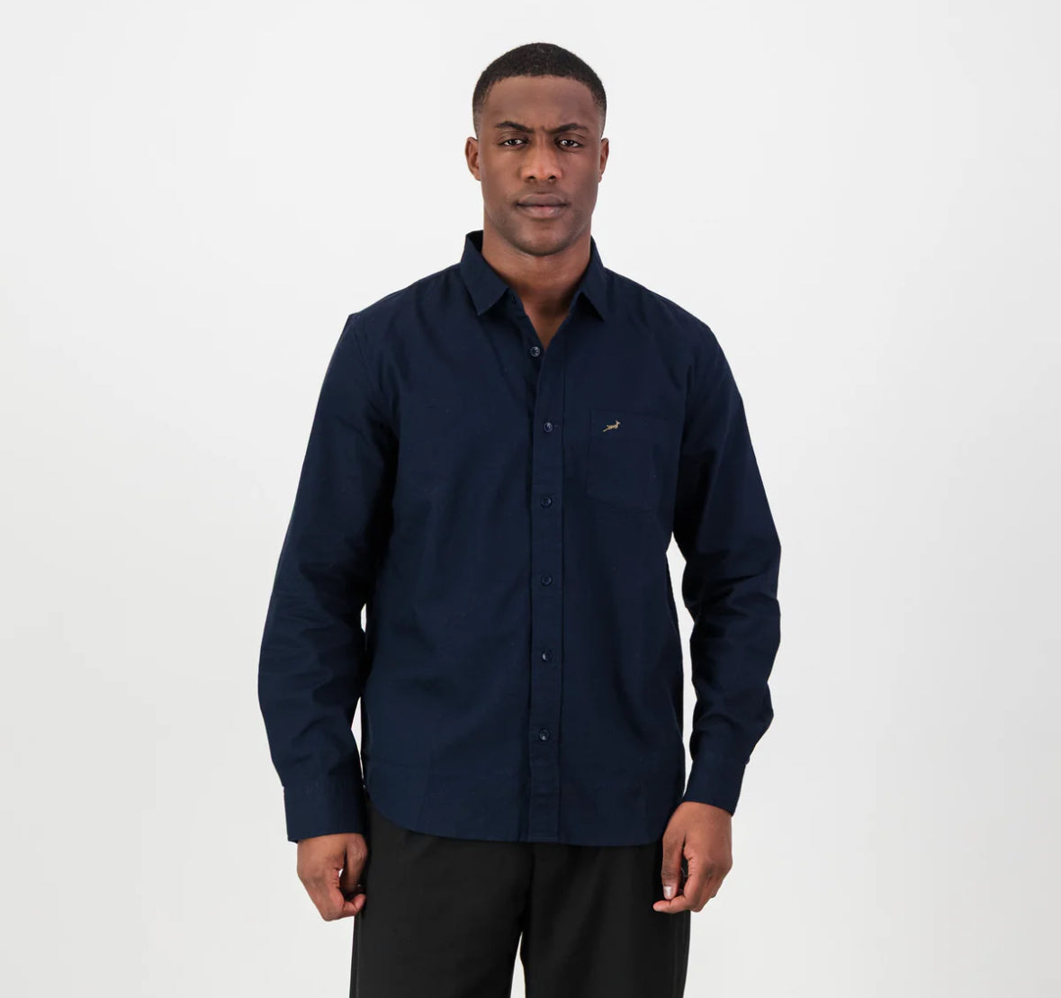 Springboks Tailored LS Oxford Shirt-Navy