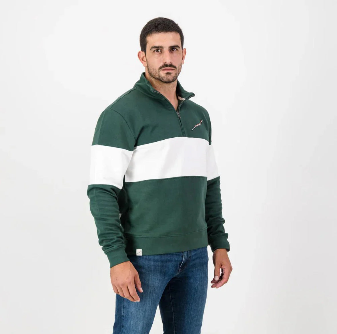 Springboks Classic Hoop Quarter Zip-OS Green