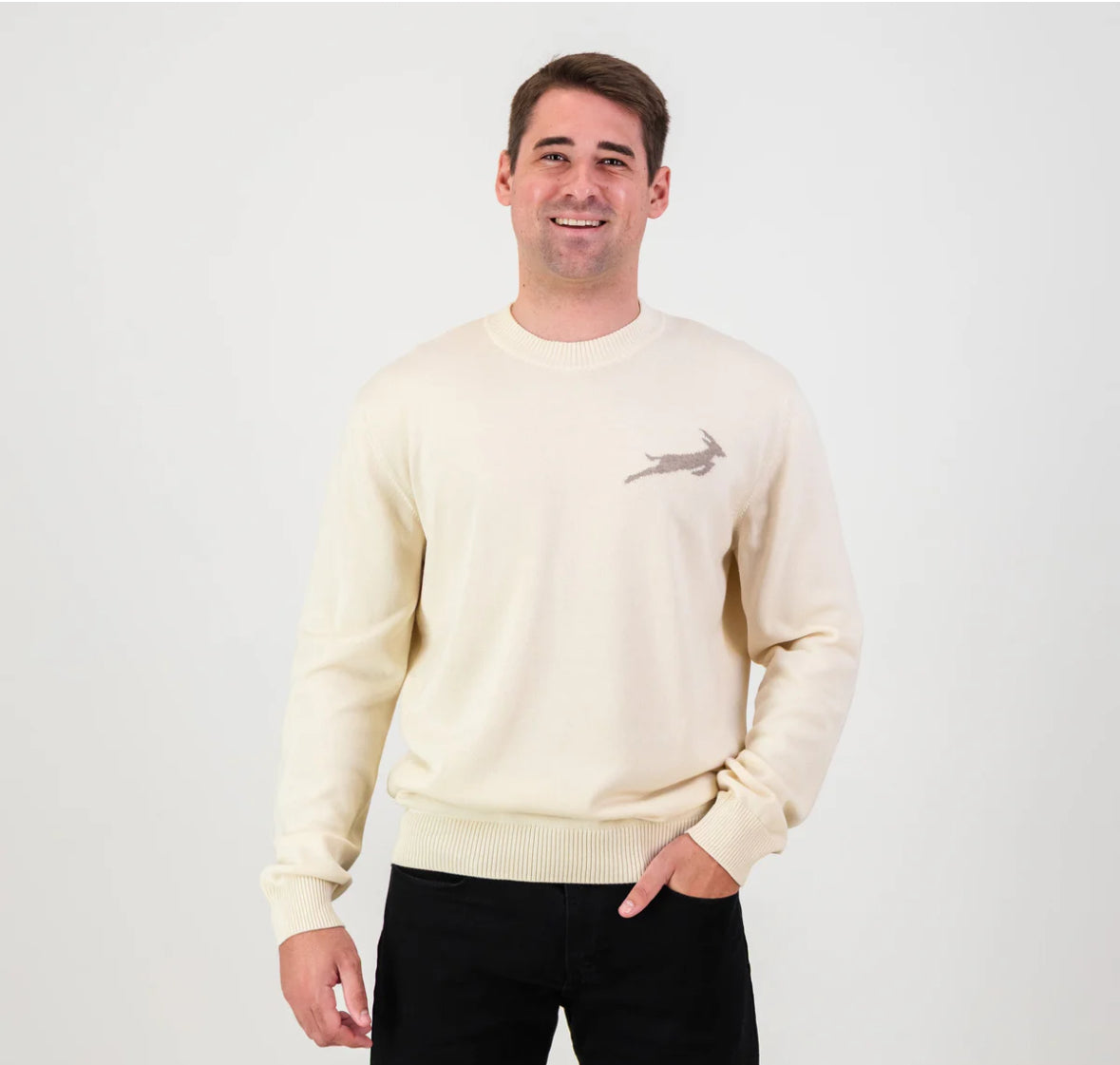 Springboks Faded Bok Crew Neck Knit-Ivory