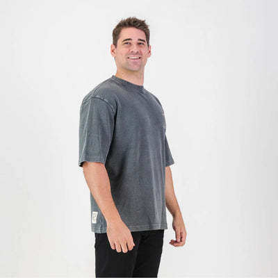 Stillknocks Acid Wash Boxy Crew Tee- Faded Denim