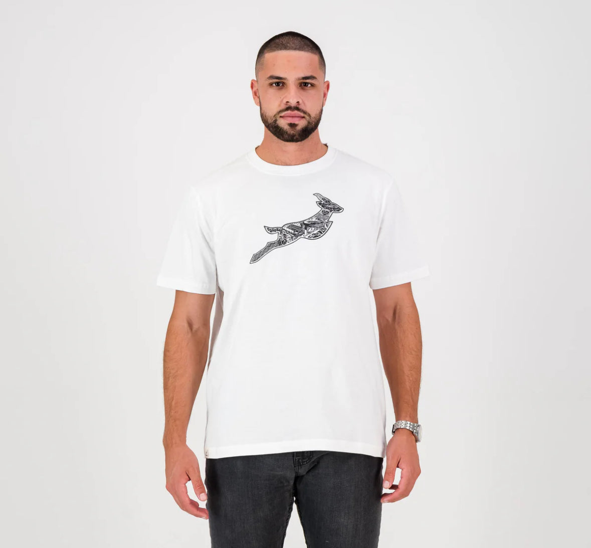 Springboks Stadium Bok Regular Crew Tee-White