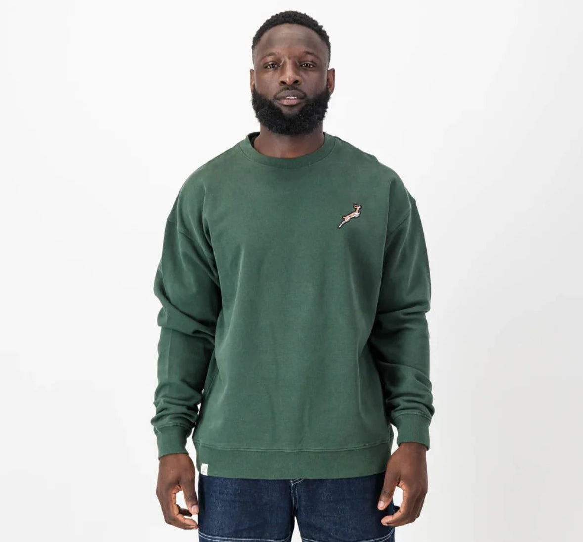 Springboks Nat Badge Crew Neck Sweat-OS Green