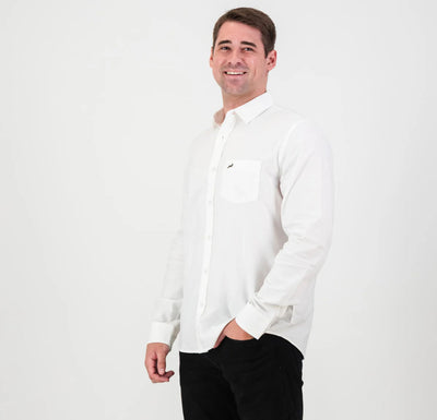 Springboks Tailored LS Oxford Shirt-White