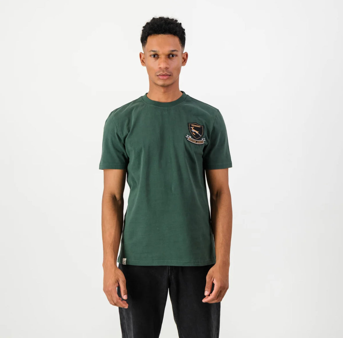 Springboks Shield Badge Regular Crew Tee-OS Green