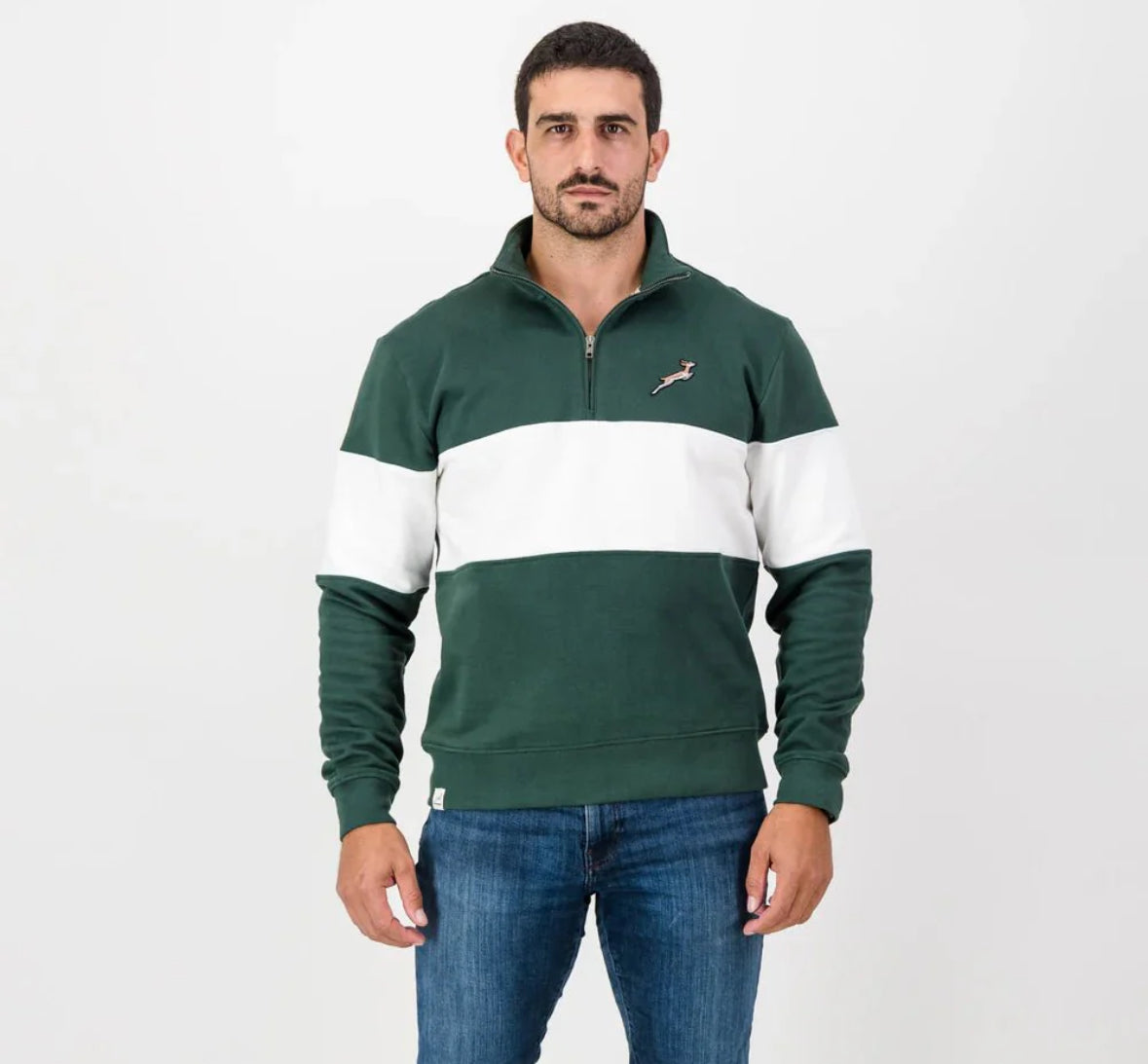 Springboks Classic Hoop Quarter Zip-OS Green