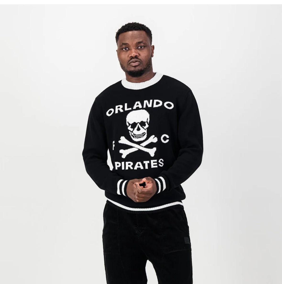 Orlando Pirates Tipped Crew Knit LS Jersey- Black