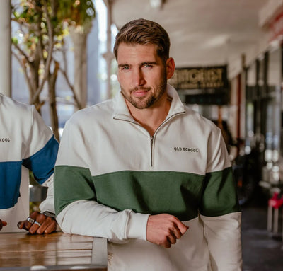 Old School Hoop Quarter Zip Sweat-OS Green