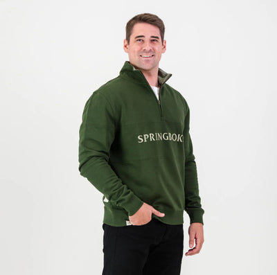 Springboks Word Quarter Zip Sweat-Military Olive